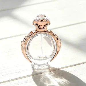 80ml Rose Gold Shoulder Covered Clear Glass Perfume Bottle with Pump Sprayer for Cosmetic Refill 100pcs MOQ