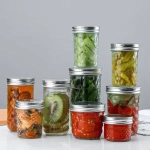 8oz 10oz 16oz Clear Wide Mouth Glass Bottles with Lids 100ml 200ml 250ml Empty Jar for Caviar Pickle Jam Food Storage