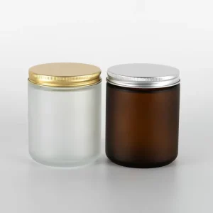 8oz Amber Glass Jar with Wide Wall and Metal Lid for Skincare