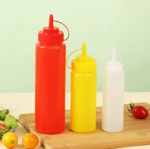 8oz Plastic Squeeze Bottle With Nozzle Food Grade Clear Wide Mouth Twist Cap for Ketchup Bbq Sauce Kitchen Restaurant