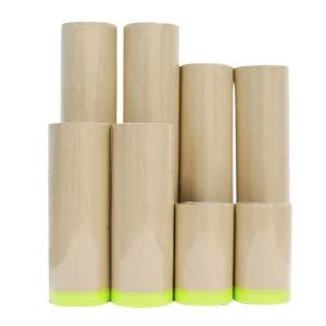 90°C Heat Resistant Pre-Taped Kraft Paper Masking Film Residue-Free Waterproof Car Painting Protective Paper Roll