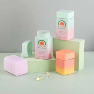 90ml 120ml Square Custom Color Food Grade Glass Bottle with Plastic Cap for Supplement Powder Storage
