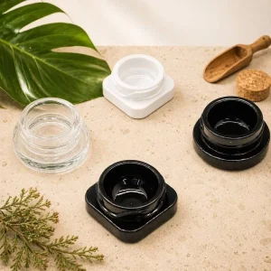 9ml Black Smell Proof Packaging Clear Jars for Extract Oil Dry Flower Container Custom Glass Jars with Lids and PE Liner