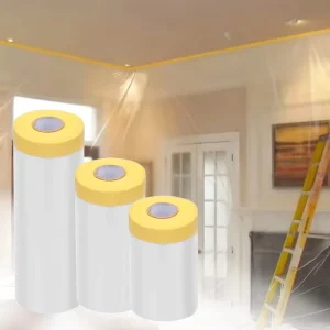 ANTI Speedy Pre taped Folded Transparent Crepe Paper Tape Protective Paint HDPE Plastic Film for Wall Spray Painting Covering