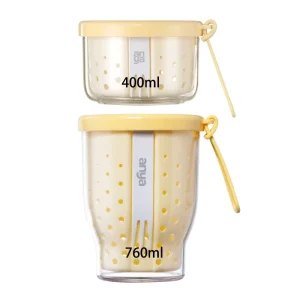 ANYA Portable Airtight Plastic Salad Vegetable Storage Container Set FlipLock Lid 0.4L Capacity for Fruit Cereal Oats