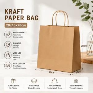 APZ Eco Friendly Recycled Materials Brown Kraft Paper Gift Bags Cotton Rope Handle Moisture Proof Reusable Supermarket Birthday