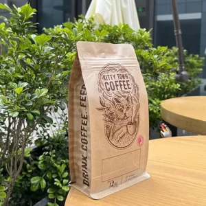 AT PACK Custom Printed Eco Friendly 12oz 16oz Flat Bottom Kraft Coffee Bags With Valve and Zipper