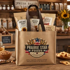 AT PACK Custom Printed Non Woven Tote Bags Shopping Bags with Logo Eco Friendly Grocery Bag for Coffee Shop Bakery Brand