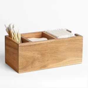 Acacia Wood Bathroom Organizer Decorative Countertop Organizer Bathroom Accessories Organizer Storage Box