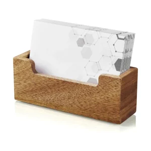 Acacia Wood Business Card Holder Desktop Drawer Organizer Wooden Display Stand for Office Tabletop Use