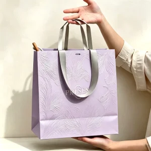 Actual Images Display Logo Fancy Luxury Wedding Small Jewelry Gift Paper Bag with Ribbon