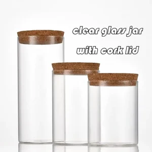 All Sizes High Borosilicate Glass Food Storage Glass Jars Container Sealed Jar With Cork Lid