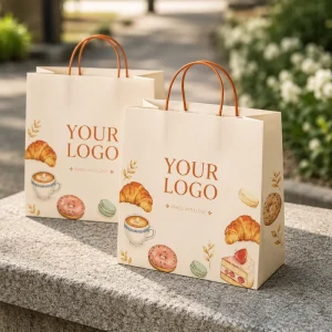 Allwin Packfactory Factory Handheld Kraft Paper Baking Packaging Bags Biodegradable Coated for Bread Cake Shop Takeaway