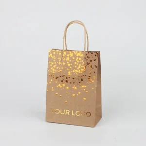 Allwin Packfactory Factory Hot Selling Luxury Gold Foil Shopping Paper Packaging Bags With Logo for Takeaway Gift Packaging