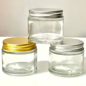 Aluminum Screw Lid Straight Sided Glass Storage Jars for Cosmetic Candle