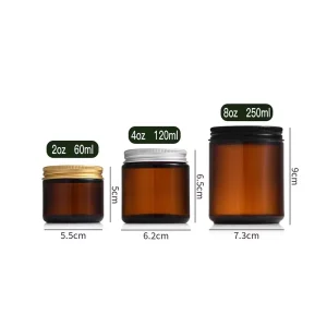 Amber Deep Color Cream Cup Glass Jars With Metal Lid Different Colors in Choice Custom Design