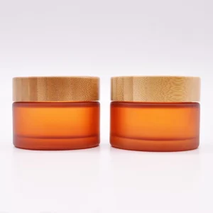 Amber Glass Jar Empty Cosmetic Packaging Set 30g 50g 100g Matte Amber Green Face Cream Glass Jars with Lids