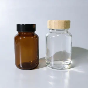Amber Glass Supplement Jars Glass Bottle Packaging for Vitamins Probiotics and Herbal Supplements