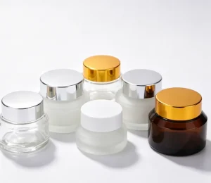 Amber Light Resistant Glass Eye Cream Container Jars 15g 30g 50g Pots Silk Screen Printed for Anti-Aging Serum Cream