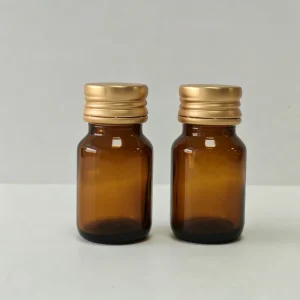 Amber Oral Liquid Glass Bottle with Tamper Proof Golden Aluminum Screw Cap Lightproof Medicine Container