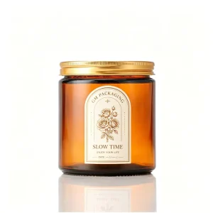 Amber UV Protection Glass Containers Brown Glass Storage Jars with Gold Metal Screw Lids for Cosmetic Candle