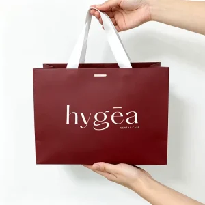 Art Paper Gift Shopping Bags Custom Printed Logo Matte DIY Decoration with Ribbon Handles for Dental Clinic Care Packaging