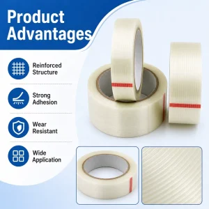 Automotive Logistics Single sided Waterproof UV Resistant PET Film Backed Mesh reinforced Adhesive Sticker Paper Tape for Auto