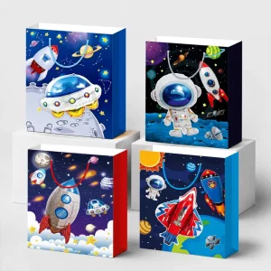 Aviation Themed Custom Logo Thick Reusable Paper Bags with Handles Shopping Gift Packaging Bags for Clothing Shoes Event Parties