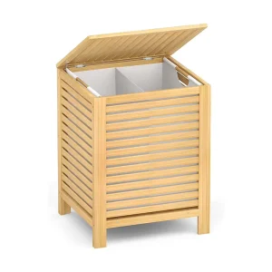 BAMBOO ELEMENT BE91854 Two Segment Detachable Lining Bag Cutting Board Separate Classification Storage Box 45X45X63CM Bamboo