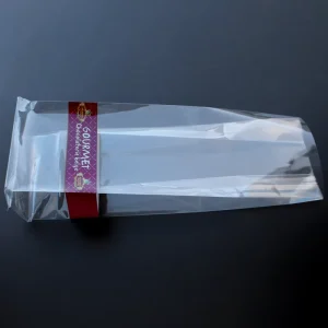 BOPP Transparent clear Flat Bottom square Plastic Bag Side Gusset square Bottom Cello Bag for Food gift bread