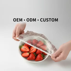 BPA Free Food Grade PE Elastic Food Storage Covers Disposable Bowl Covers for Salad Bars Counters Clear Plastic Plate Covers OEM