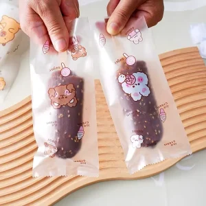 Back Seal Transparent Plastic Food Bags Custom Size Disposable Shrink Bag for Ice Cream Popsicles