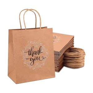 Back With Handles Kraft Thank You With Your Own Logo Shopping Custom Kraft Gift Paper Bags