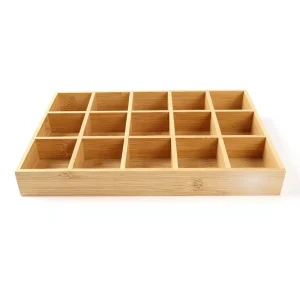Bamboo 15-Compartment Storage Box Non-Woven Fabric Organizer Home Wardrobes Underwear Socks Multi-Grid Sorting