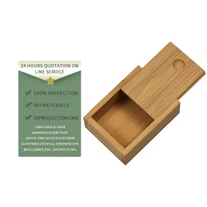 Bamboo Box Desktop Organizer Wooden Storage Box With Sliding Lid Wooden Packaging Case