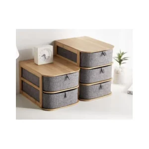 Bamboo Cloth Wooden Multi-layer Drawer Type Cosmetics Tea Storage Boxes