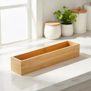 Bamboo Combinable Utensil Drawer Storage Boxes Multi Use Organizer Set Rectangle Cutlery Tray for Kitchen Office