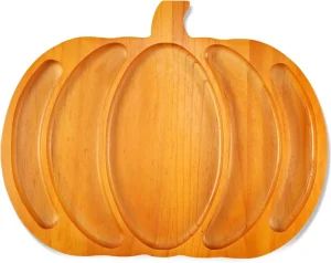 Bamboo Compartment Serving Dish Platter Lid Thanksgiving Pumpkin Shaped Charcuterie Snack Cutting Board Modern Business Gift