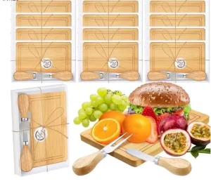 Bamboo Cutting Board Mini Square Cheese & Bread Board with Gift Box for Home & Party Festive Christmas Gift
