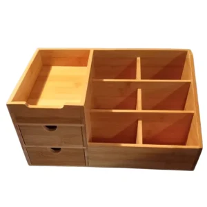 Bamboo Desk Drawer Organizer Desktop Organizer with Drawers Tabletop Storage Organization Box for Office Home