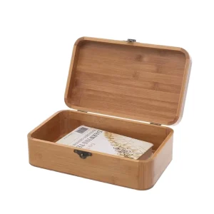 Bamboo Flip Top Storage Box with Lid Home Organizer Wood Gift Box Wooden Decorative Container