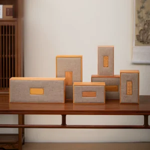 Bamboo Gift Box Set for Porcelain Tea Various Sizes and Colors for Bracelets Varnishing and Stamping Used