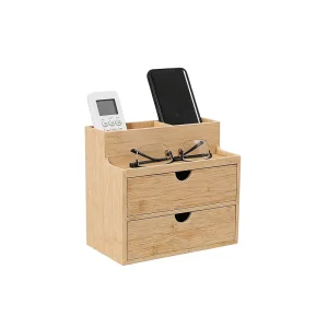 Bamboo Japanese Style Large Desktop Drawer Organizer Multi tiered Drawer style Office Wooden Cabinet Bedside Table Storage