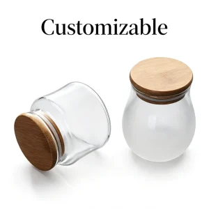 Bamboo Lid Glass Storage Jar Kitchen Sealed Glass Packaging Jar for Grain Dry Food Storage