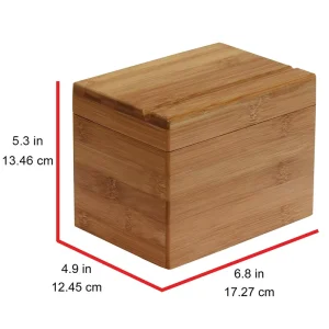 Bamboo Recipe Box with Divider Natural
