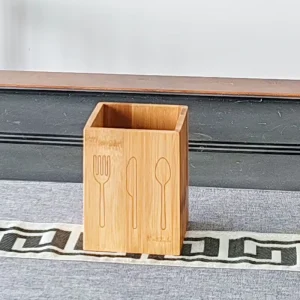 Bamboo Rectangle Sustainable Tableware Storage Box for Kitchen Utensil Chopsticks Fork Knife Holder