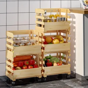 Bamboo Storage Box Bins Fruit Basket for Kitchen Wood Bread Storage Bamboo Storage Movable Home Furniture Kitchen Furniture