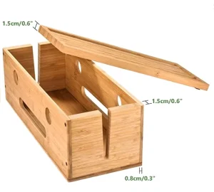 Bamboo Storage Box Organizer Bamboo Cable Management Box