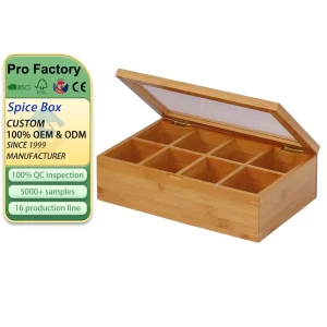 Bamboo Tea Box 12 Inch Natural Wood Salt Box Spice Jar