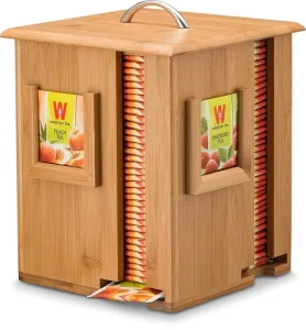 Bamboo Tea Box Organizer 4 Compartments Wooden Display Teabag Storage Holder Storage Boxes & Bins Eco friendly Carton Square
